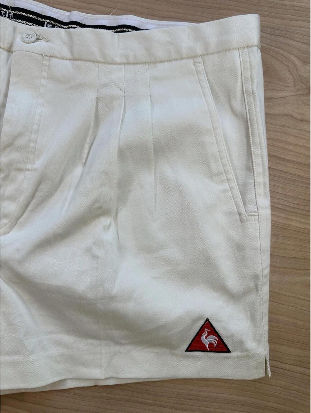 vintage 80's Le Coq Sportif deadstock with tags Tennis Shorts white Pleated rad - Picture 2 of 9